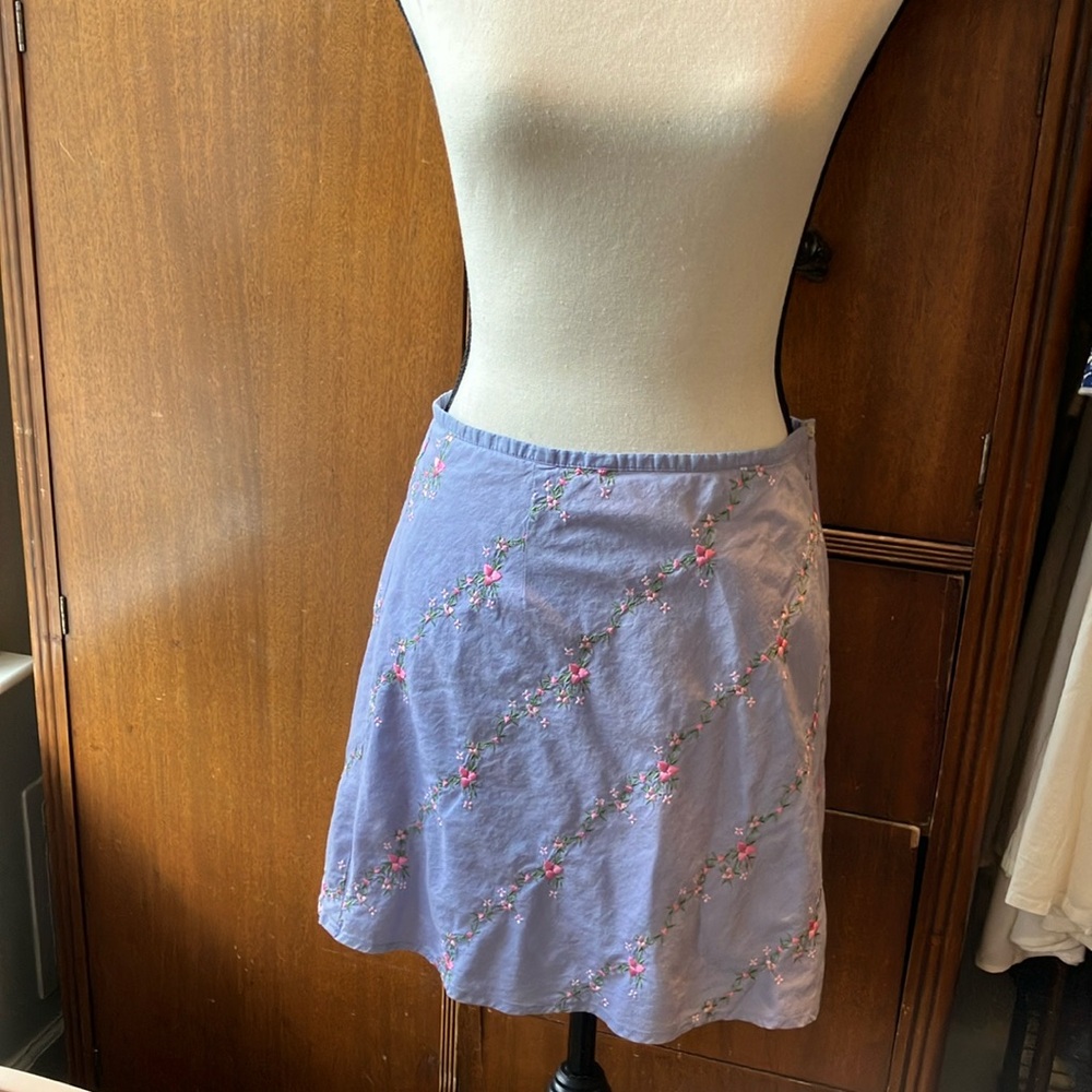 Blue Pink Floral Mini Skirt
